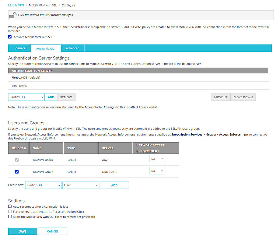 Screenshot of Firebox, Firebox Access Portal config 7